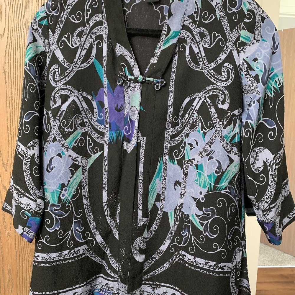 Citron Silk open front blouse/jacket  - petite small